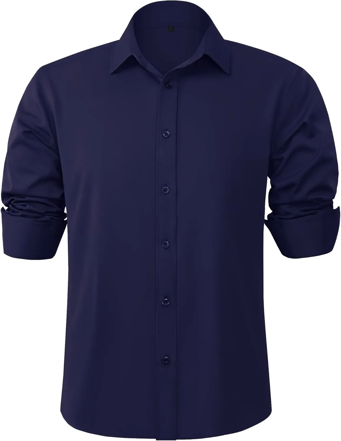 Mens Dress Shirts Long Sleeve Stretch Wrinkle Free Rgular Fit Formal Casual Wedding Prom Button Up Shirt