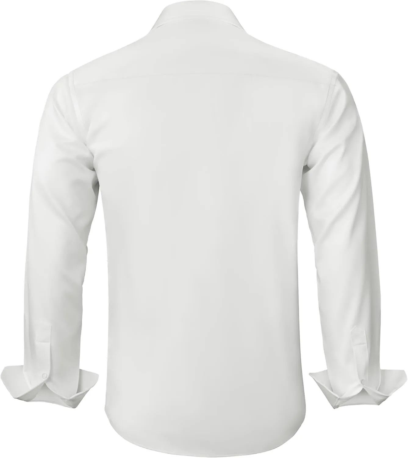Mens Dress Shirts Long Sleeve Stretch Wrinkle Free Rgular Fit Formal Casual Wedding Prom Button Up Shirt