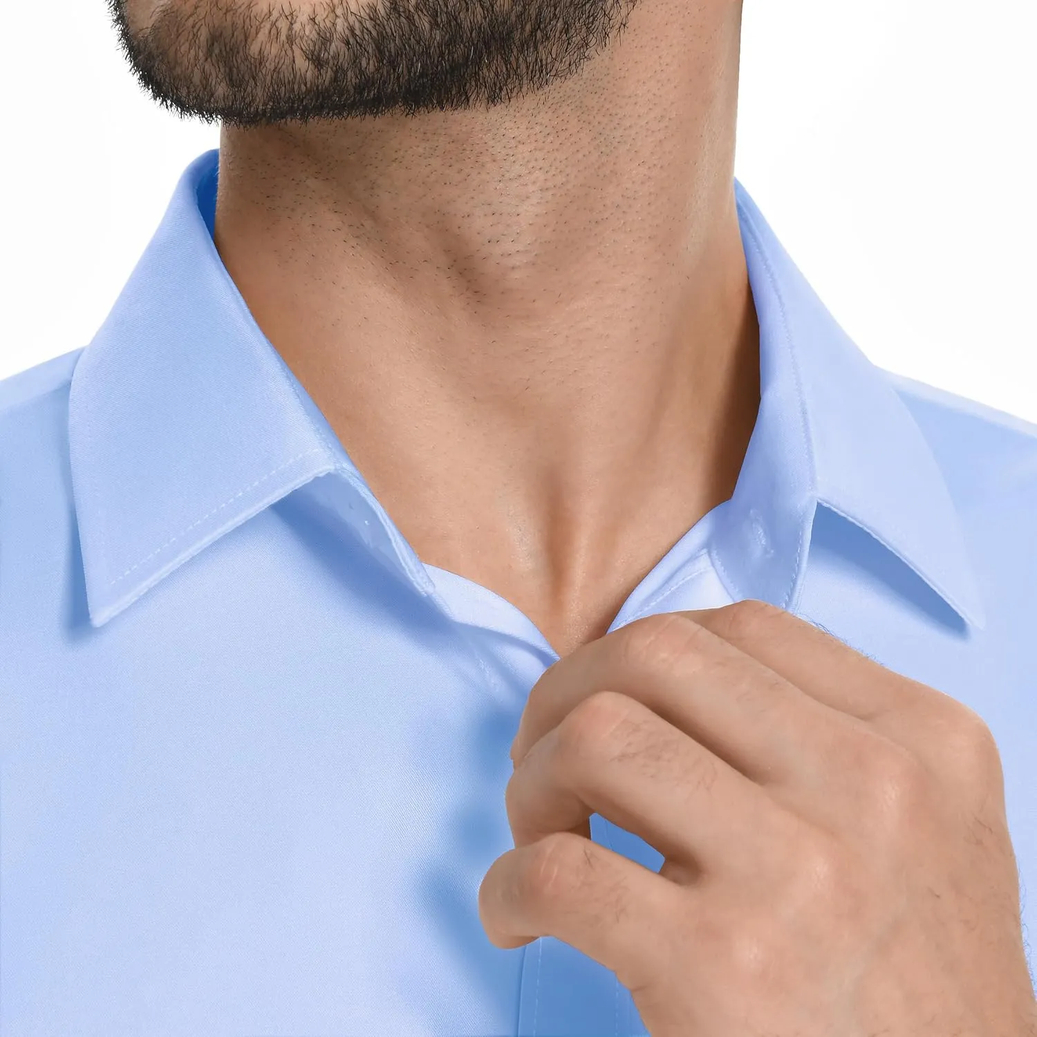 Mens Dress Shirts Long Sleeve Stretch Wrinkle Free Rgular Fit Formal Casual Wedding Prom Button Up Shirt