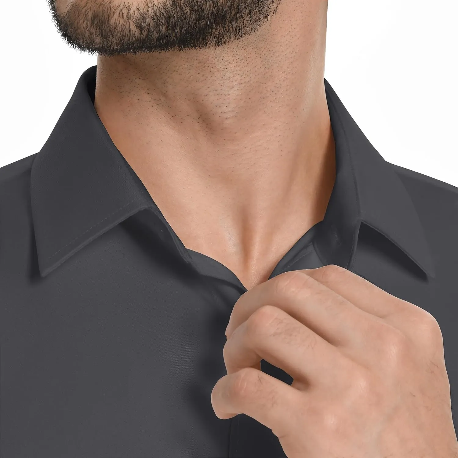 Mens Dress Shirts Long Sleeve Stretch Wrinkle Free Rgular Fit Formal Casual Wedding Prom Button Up Shirt