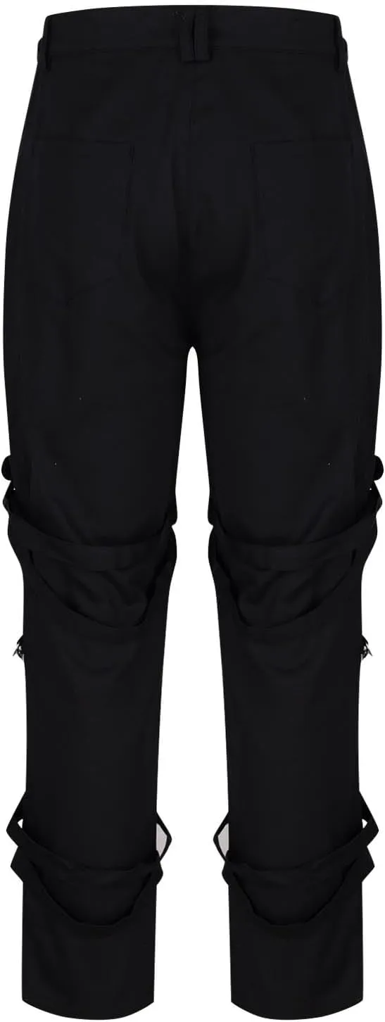 Men's Hip Hop Rock Punk Pants Techwear Cargo Pants Gothic Chain Buckle Strap Goth Rave Harem Pants