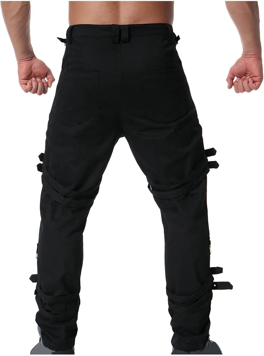 Men's Hip Hop Rock Punk Pants Techwear Cargo Pants Gothic Chain Buckle Strap Goth Rave Harem Pants