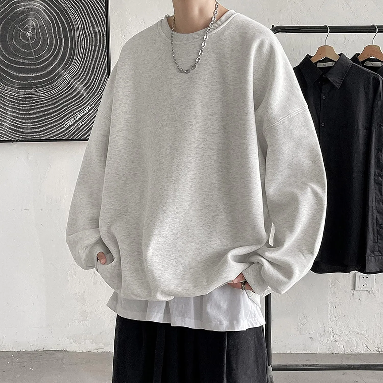 Men's Hooded Sweatshirts Long Sleeve Mens Casual Hoodie Splicing Casual Long Sleeve Drawstring Pullover with Pocket