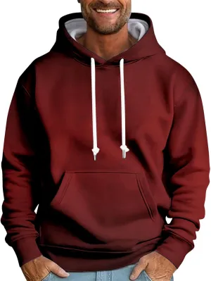 Men's Hoodies Vintage Sports Outdoor Long Sleeve Lightweight Drawstring Sweatshirt Comfy Casual Outerwear Pullover
