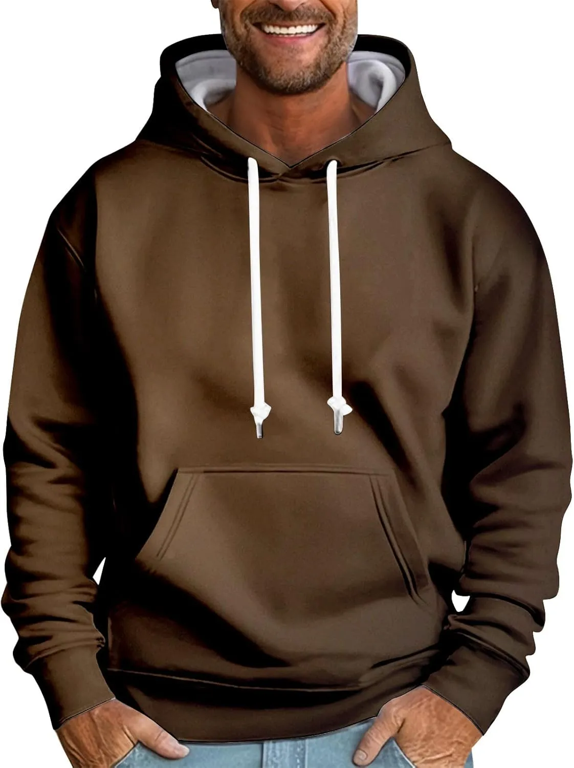 Men's Hoodies Vintage Sports Outdoor Long Sleeve Lightweight Drawstring Sweatshirt Comfy Casual Outerwear Pullover
