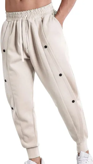 Mens Spring New Sweatpants Solid Color Drawstring Fashion Button Design Tapered Pant Tactical Holiday Outdoor Casual Trousers