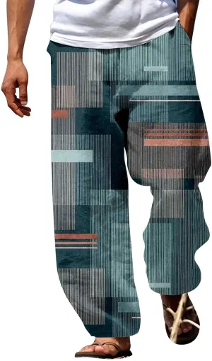 Mens Summer Casual Trousers Tactical Holiday Lightweight Vacation Beach Leisure Pant 2024 Drawstring Straight Leg Streetwear