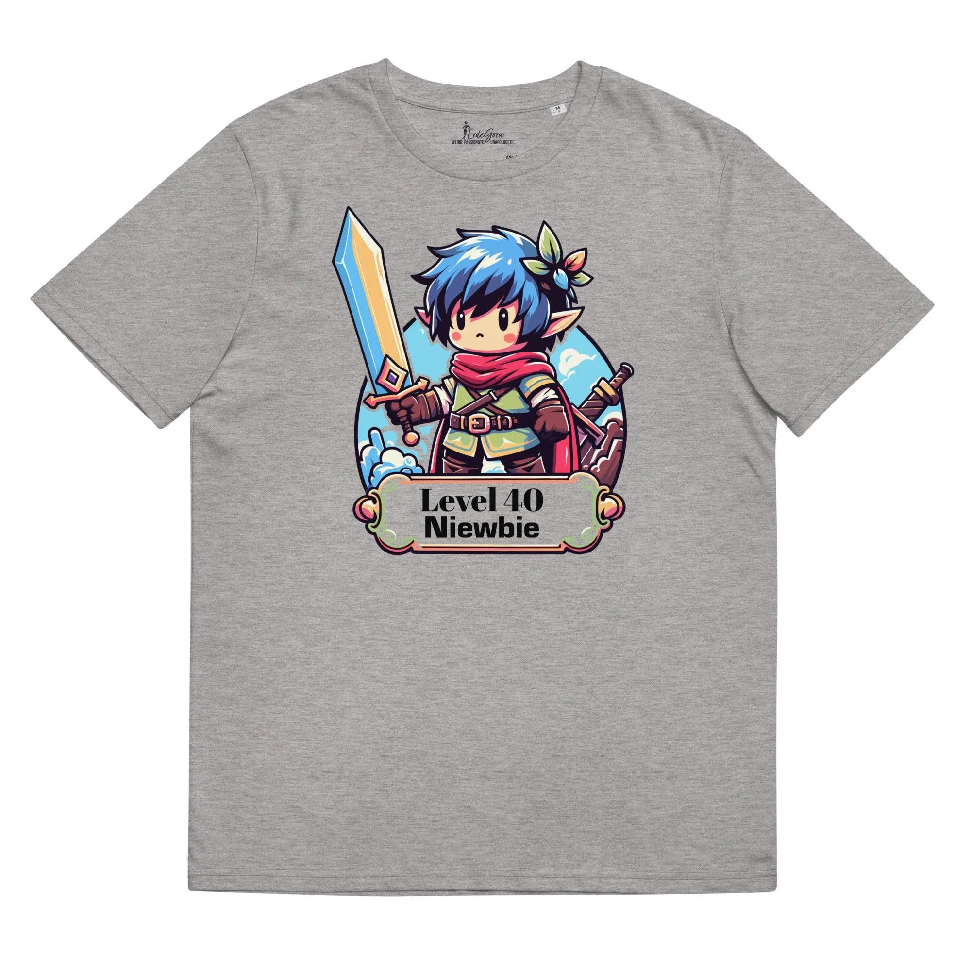 Personalize it! Organic Cotton T-shirt Birthday Level 40 Newbie