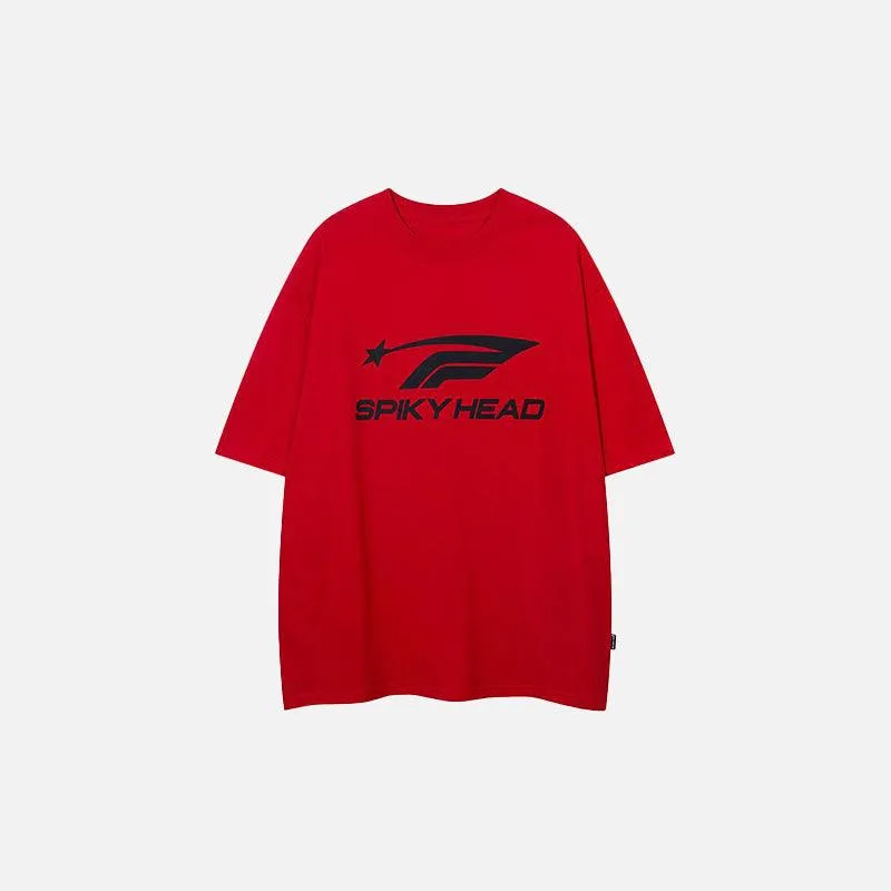 "Spiky Head" Letter Print T-shirt