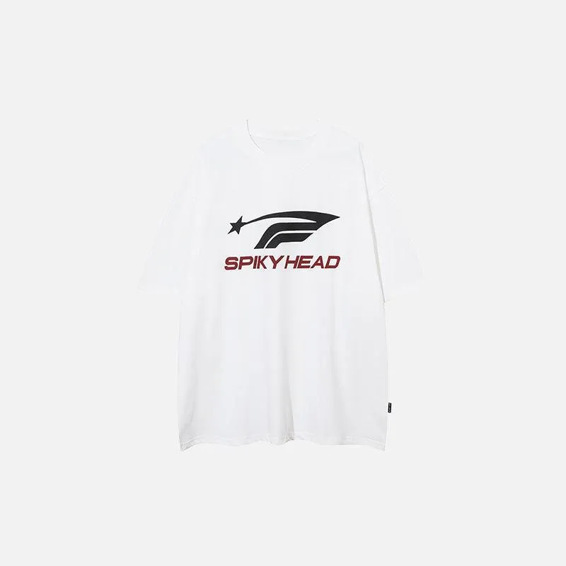 "Spiky Head" Letter Print T-shirt