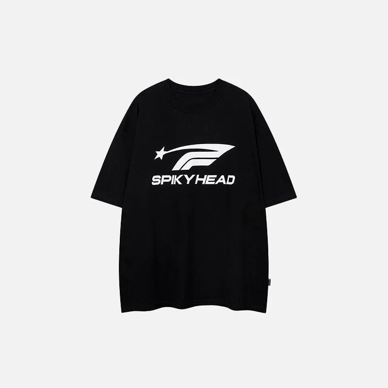 "Spiky Head" Letter Print T-shirt