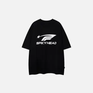 "Spiky Head" Letter Print T-shirt
