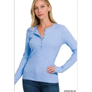 Ribbed Knit Button Down Tops 2 Great Colors ~ Restocked