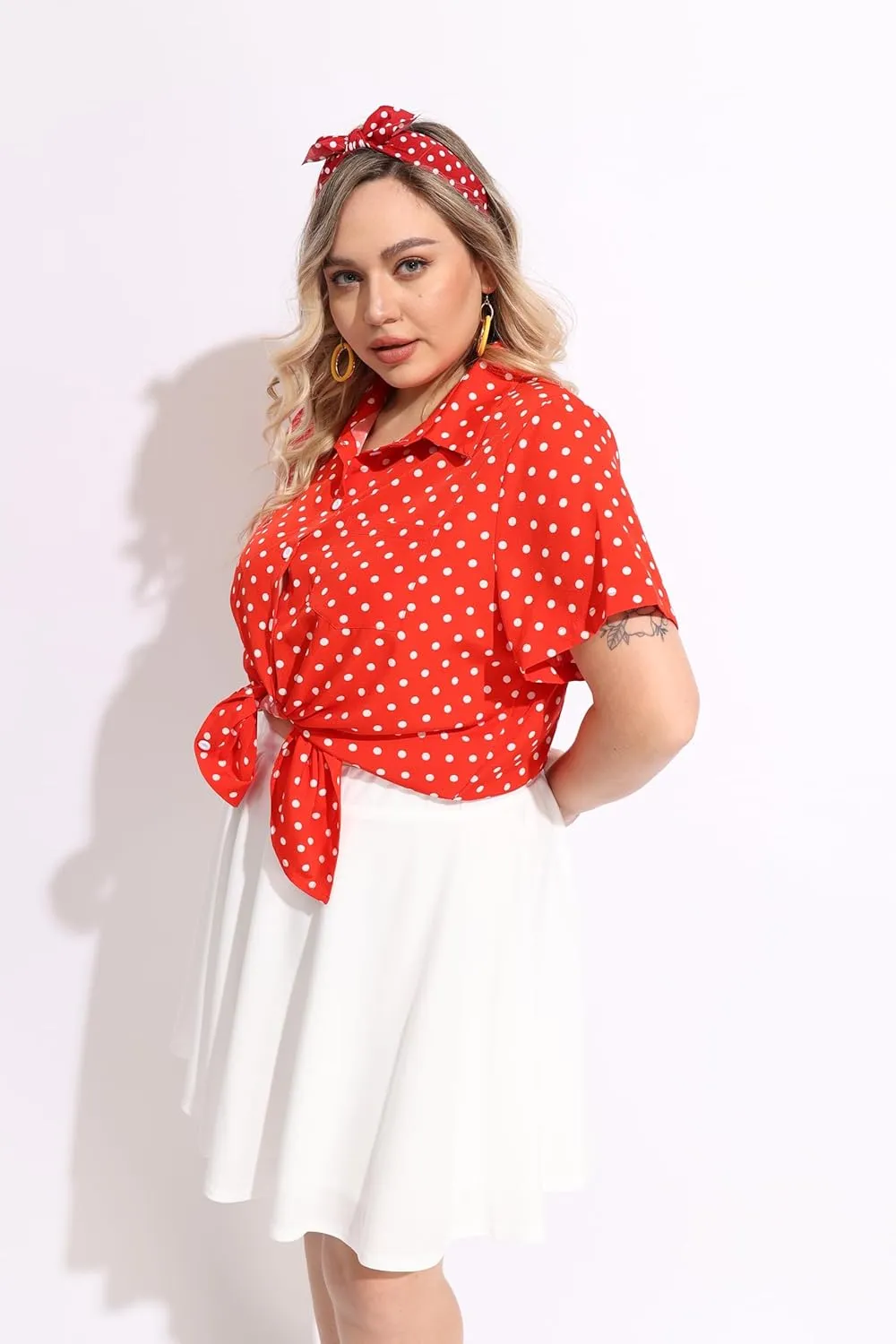 RITERA Womens Plus Size Tops Button Down Roll-Up Cuffed Short Sleeve Casual Shirts Collared Summer Lightweight Blouse XL-5XL