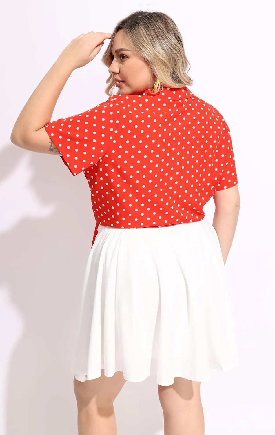RITERA Womens Plus Size Tops Button Down Roll-Up Cuffed Short Sleeve Casual Shirts Collared Summer Lightweight Blouse XL-5XL