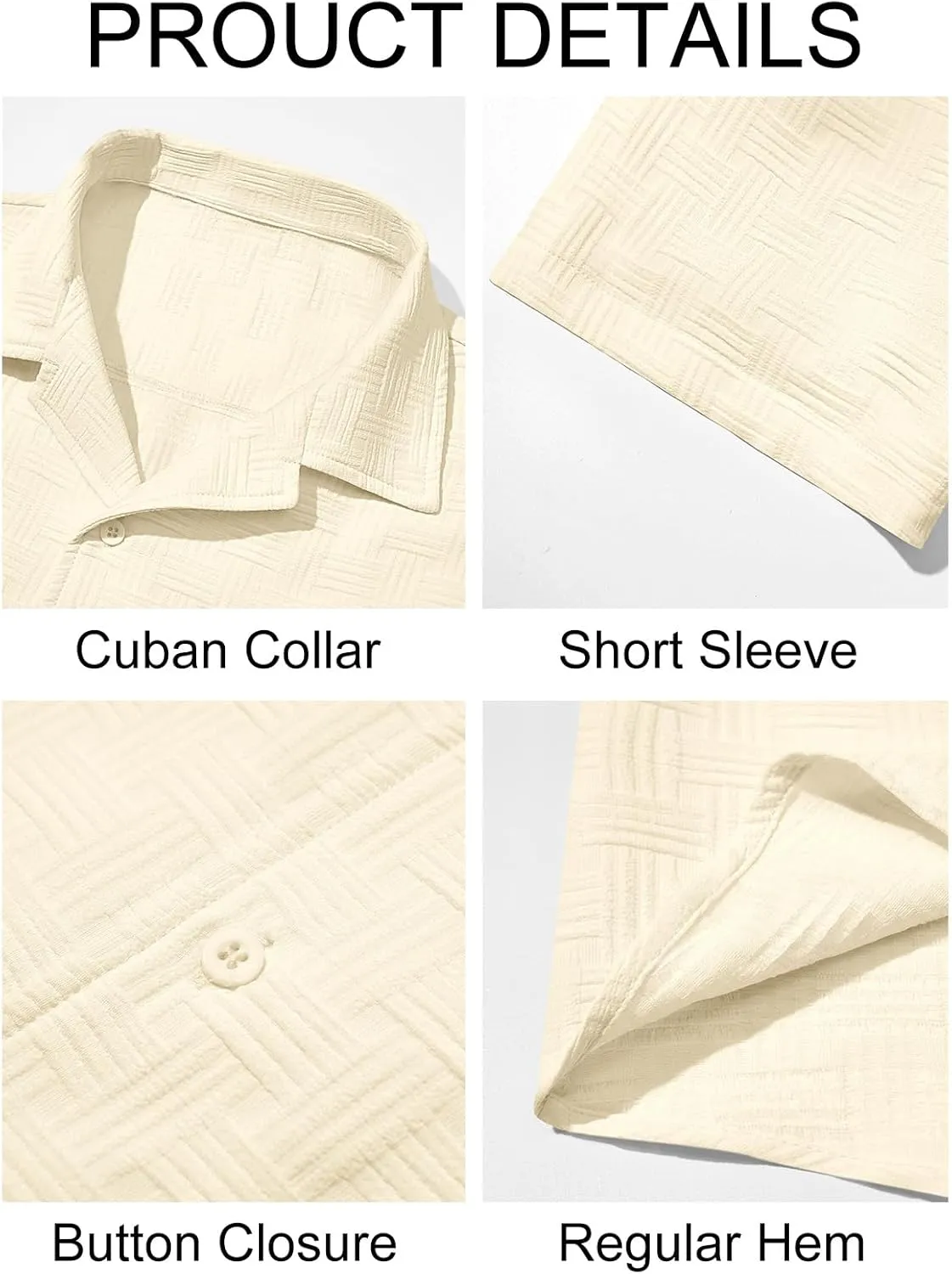 Runcati Mens Button Down Shirts Short Sleeve Casual Textured Shirt Summer Lightweight Stretchy Tops