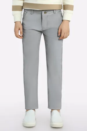 Silver Cotton Chinos For Boys