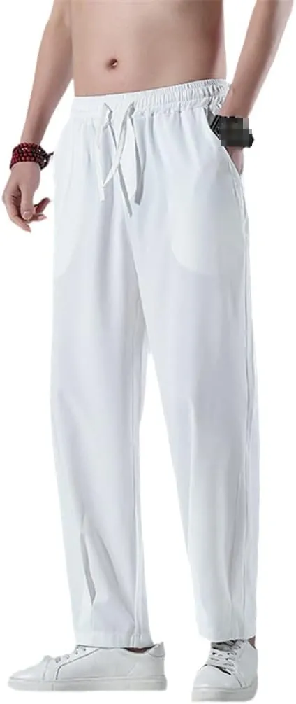 Spring Summer Men Casual Solid Color Pants Thin Jogging Trousers Harem Pants