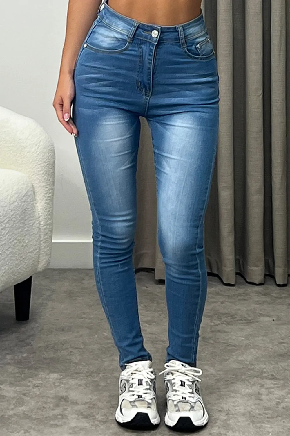 Tabby Blue Mid Wash High Waisted Skinny Denim Jeans