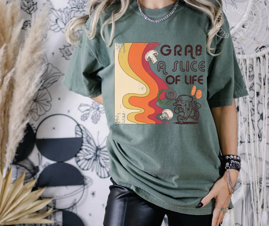 Take A Slice Of Life | Comfort Colors Funny Retro Pizza Tee