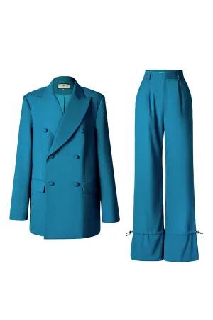 Vintage color temperament wide leg pants suit