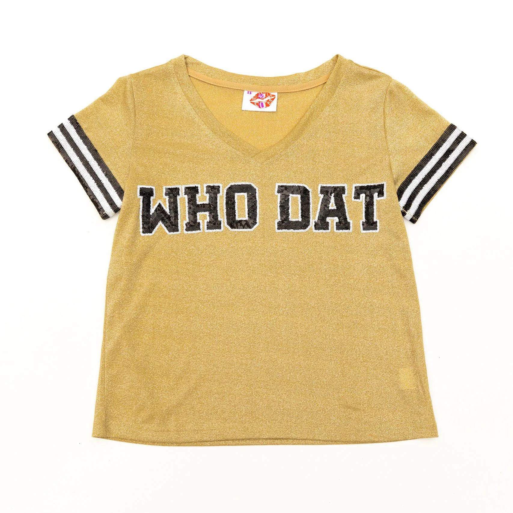 WHO DAT Gold Glitter Tee