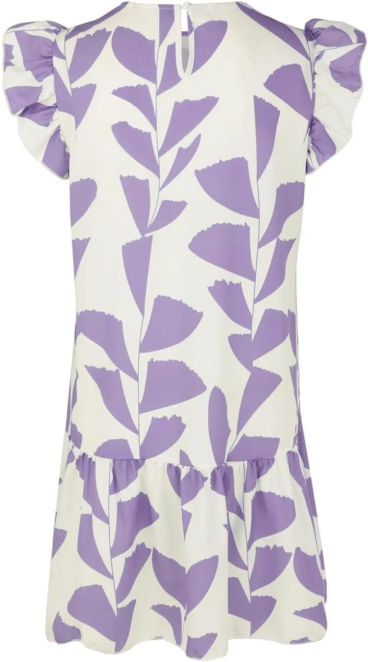 Women 2024 Summer Floral Dresses Flutter Sleeve Ruffle Loose Casual Mini Sundress Outdoor Elegant Beach Vacation Dress