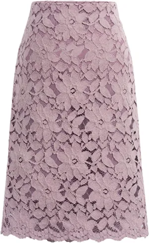 Women Sexy High Waist Pleated A-Line Knee Length Lace Floral Midi Skirt Chic Elegant Solid Slim Wrap Swing Skirt Pink