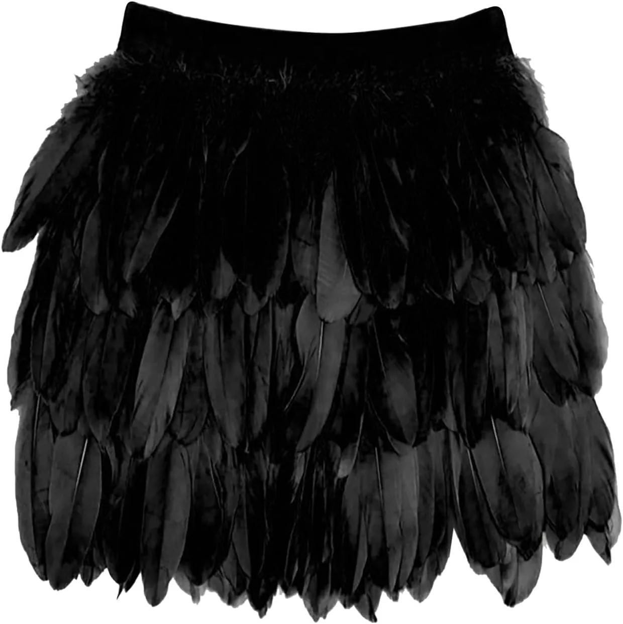 Women's A-Line High Waisted Midi Skirt Women's Performance Skirts European and American Stage Clothing Feather