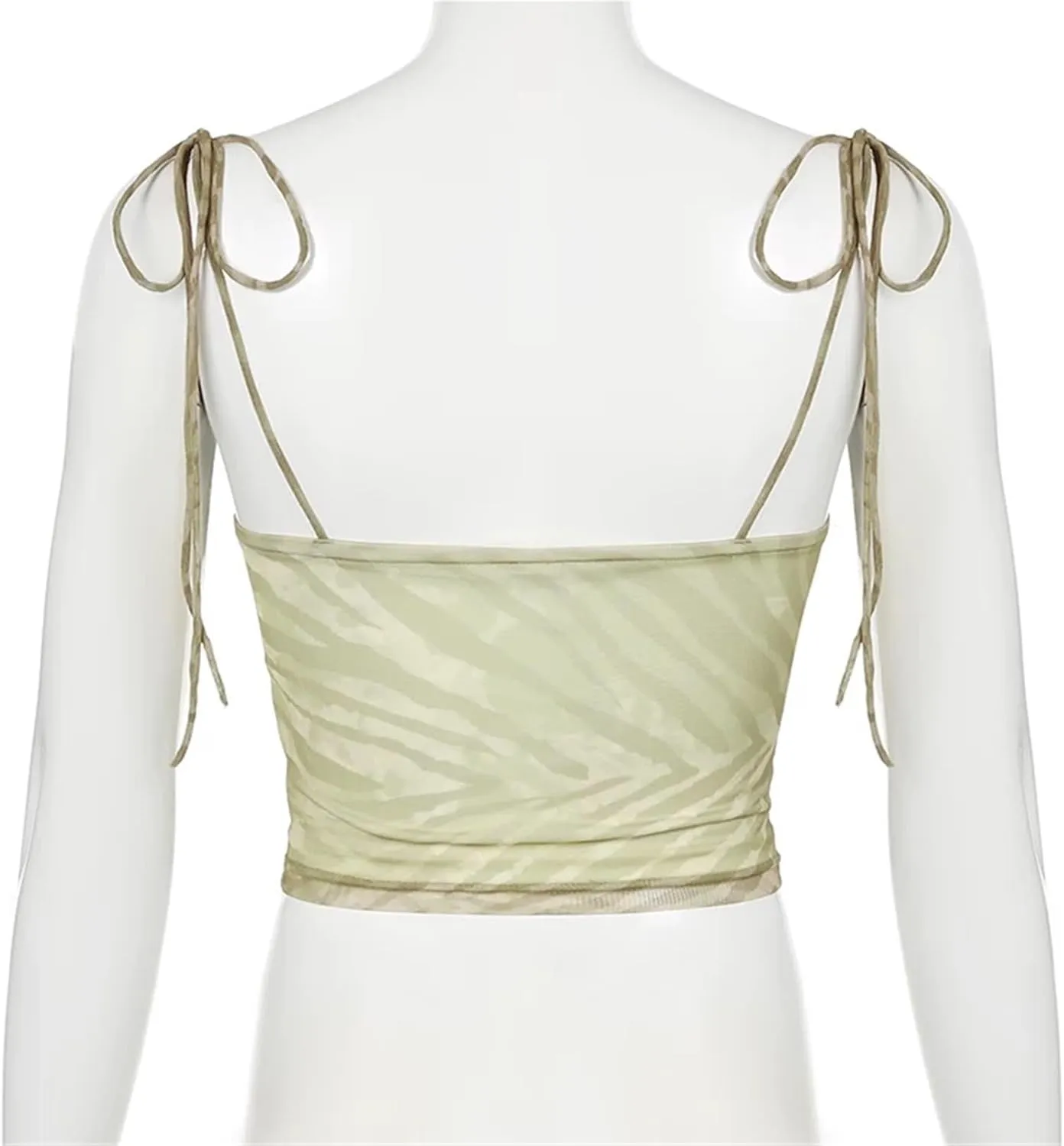 Women's camisole tank top, backless strappy bustier camisole tank top, mesh waistband bustier camisole