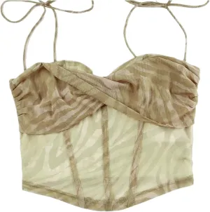 Women's camisole tank top, backless strappy bustier camisole tank top, mesh waistband bustier camisole