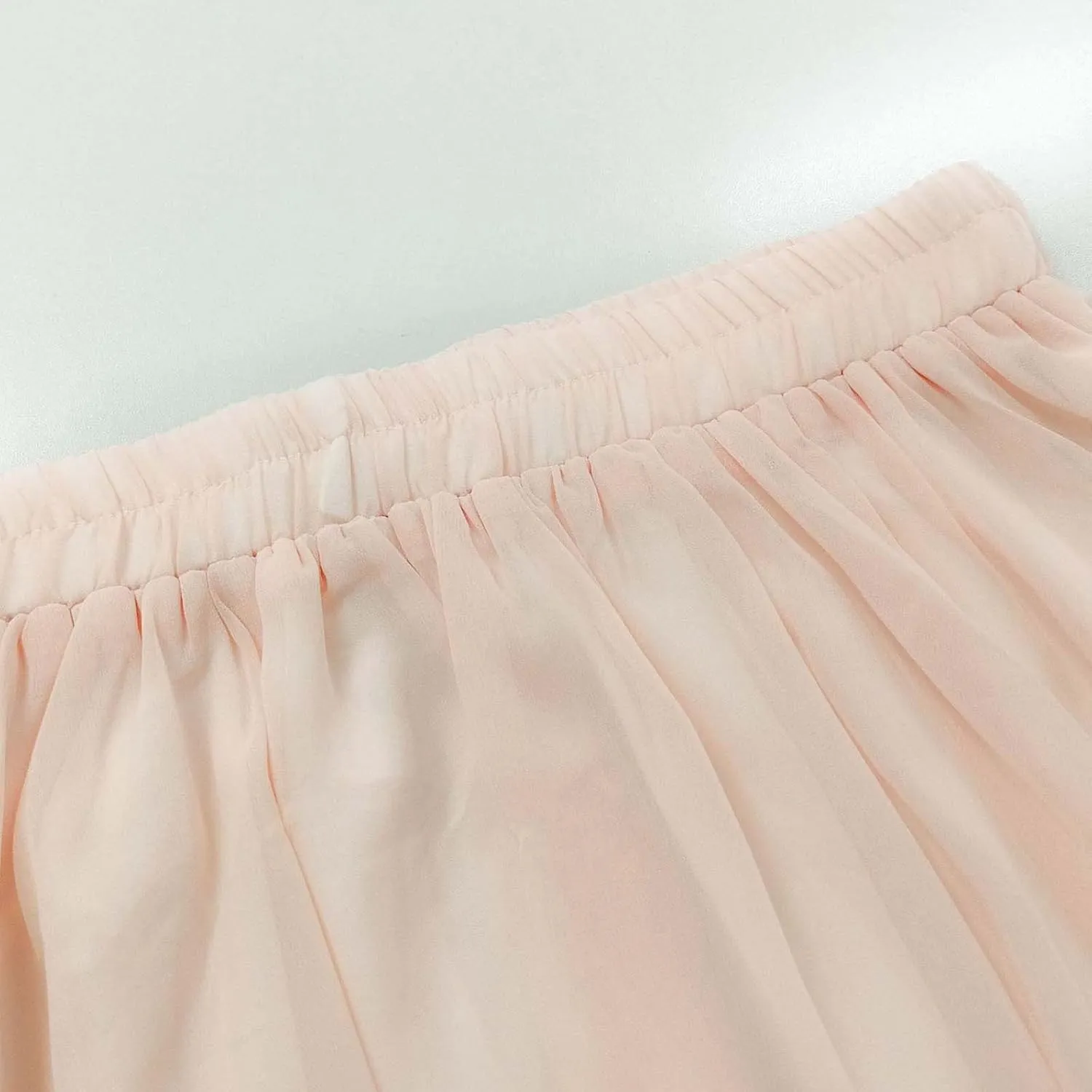 Women's Large Hem Swing Chiffon Long Skirt Elastic High Waist Lace Up Maxi Skirt Solid Color Pleated Skirts