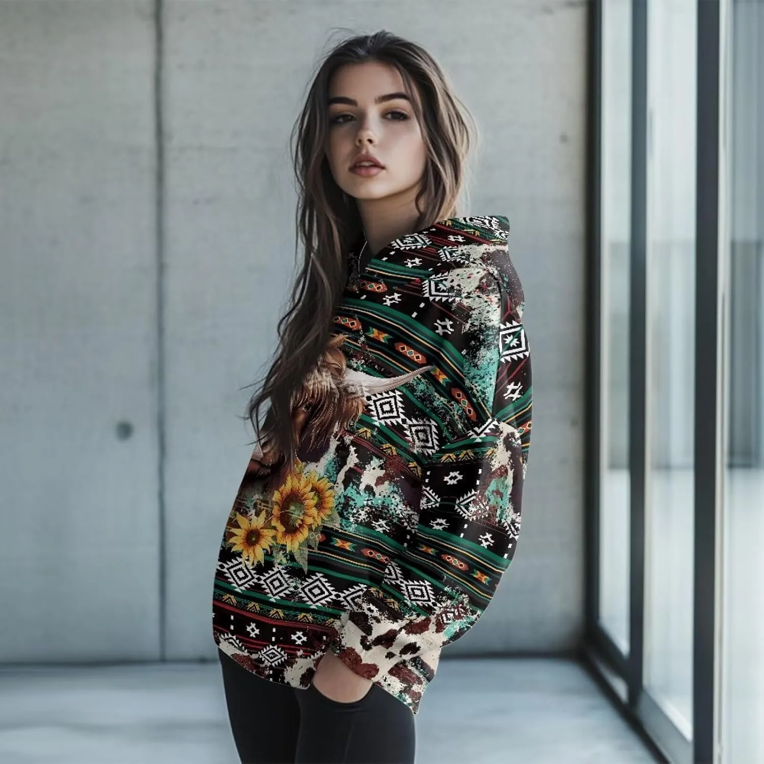 Women's Loose Hoodie Long Sleeve Hooded Sweatshirts Drop Shoulder Pullovers Casual Fall Winter Outfits, S-2XL