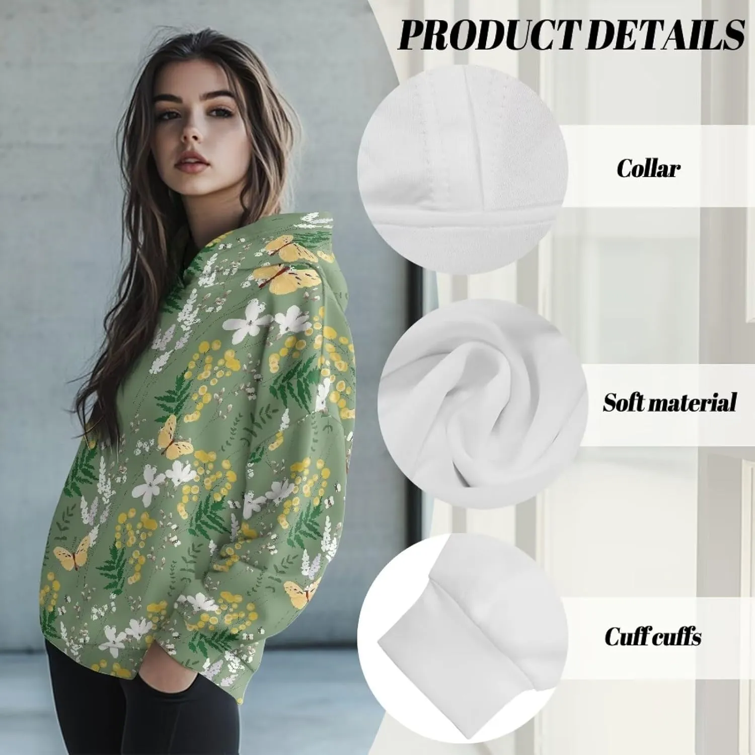 Women's Loose Hoodie Long Sleeve Hooded Sweatshirts Drop Shoulder Pullovers Casual Fall Winter Outfits, S-2XL