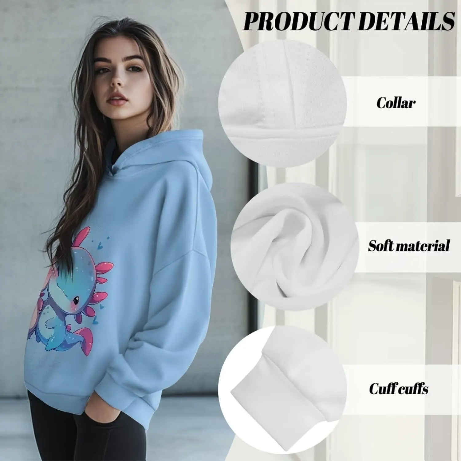 Women's Loose Hoodie Long Sleeve Hooded Sweatshirts Drop Shoulder Pullovers Casual Fall Winter Outfits, S-2XL