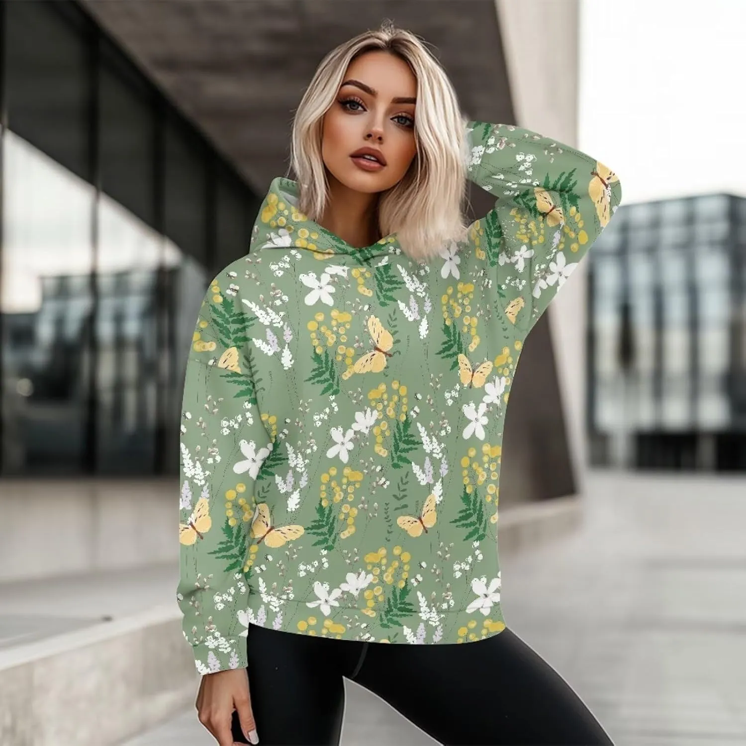 Women's Loose Hoodie Long Sleeve Hooded Sweatshirts Drop Shoulder Pullovers Casual Fall Winter Outfits, S-2XL