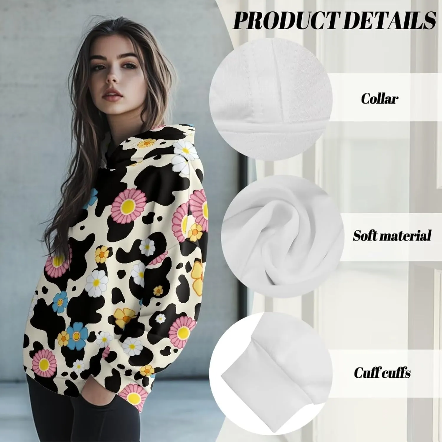 Women's Loose Hoodie Long Sleeve Hooded Sweatshirts Drop Shoulder Pullovers Casual Fall Winter Outfits, S-2XL