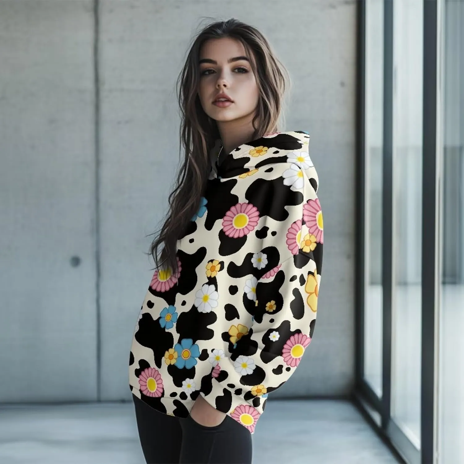 Women's Loose Hoodie Long Sleeve Hooded Sweatshirts Drop Shoulder Pullovers Casual Fall Winter Outfits, S-2XL
