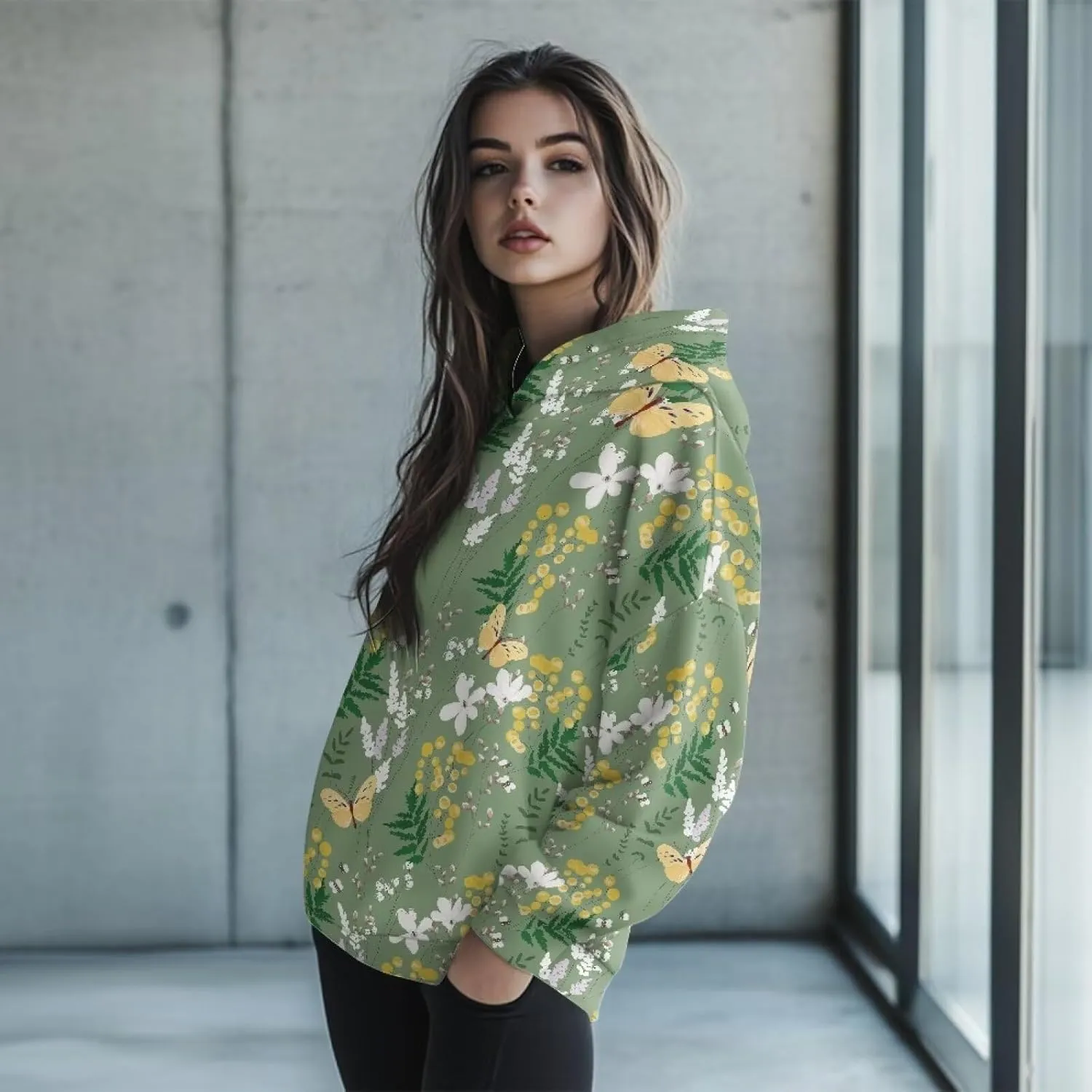 Women's Loose Hoodie Long Sleeve Hooded Sweatshirts Drop Shoulder Pullovers Casual Fall Winter Outfits, S-2XL
