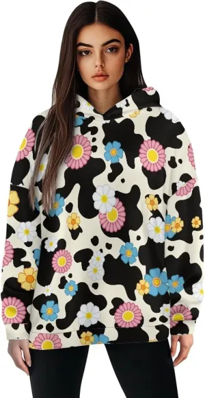 Women's Loose Hoodie Long Sleeve Hooded Sweatshirts Drop Shoulder Pullovers Casual Fall Winter Outfits, S-2XL