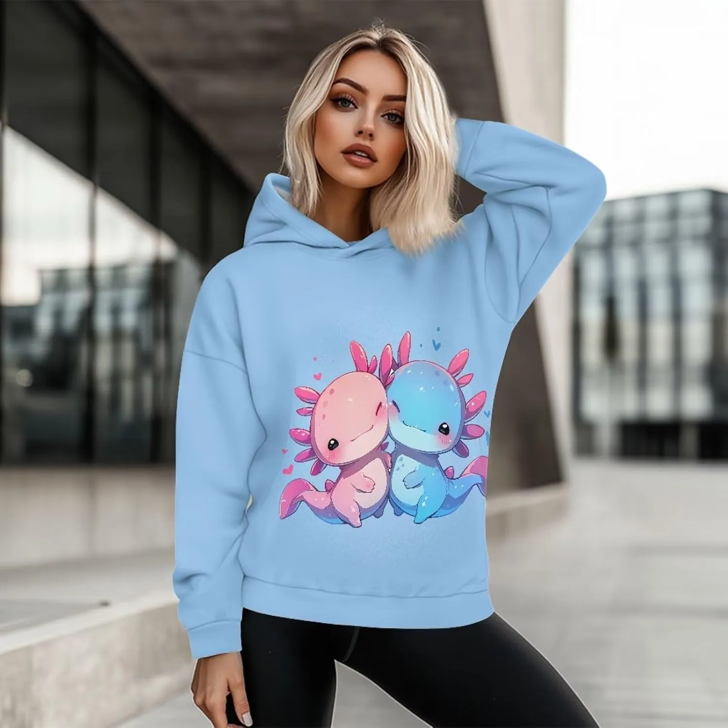 Women's Loose Hoodie Long Sleeve Hooded Sweatshirts Drop Shoulder Pullovers Casual Fall Winter Outfits, S-2XL
