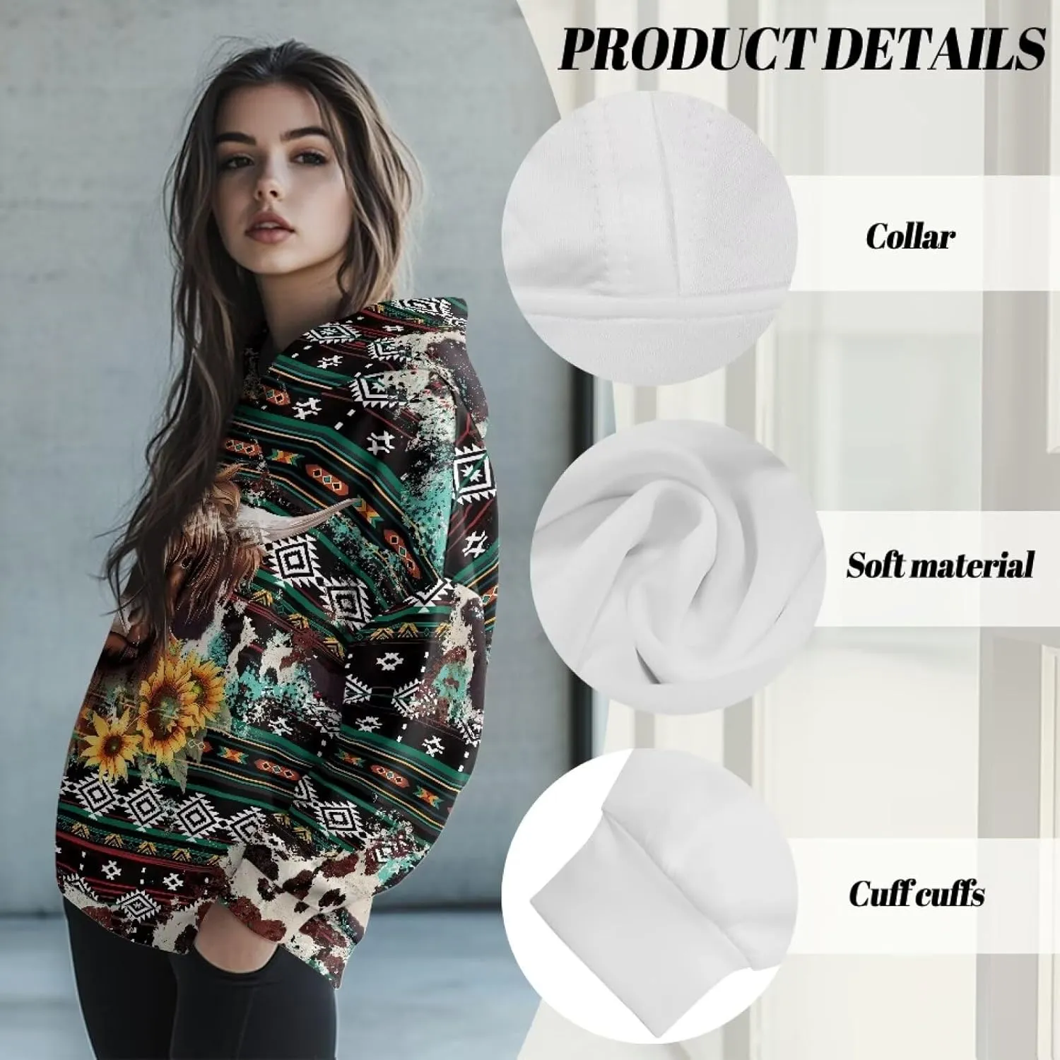 Women's Loose Hoodie Long Sleeve Hooded Sweatshirts Drop Shoulder Pullovers Casual Fall Winter Outfits, S-2XL