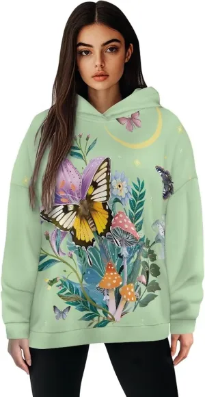 Women's Loose Hoodie Long Sleeve Hooded Sweatshirts Drop Shoulder Pullovers Casual Fall Winter Outfits, S-2XL