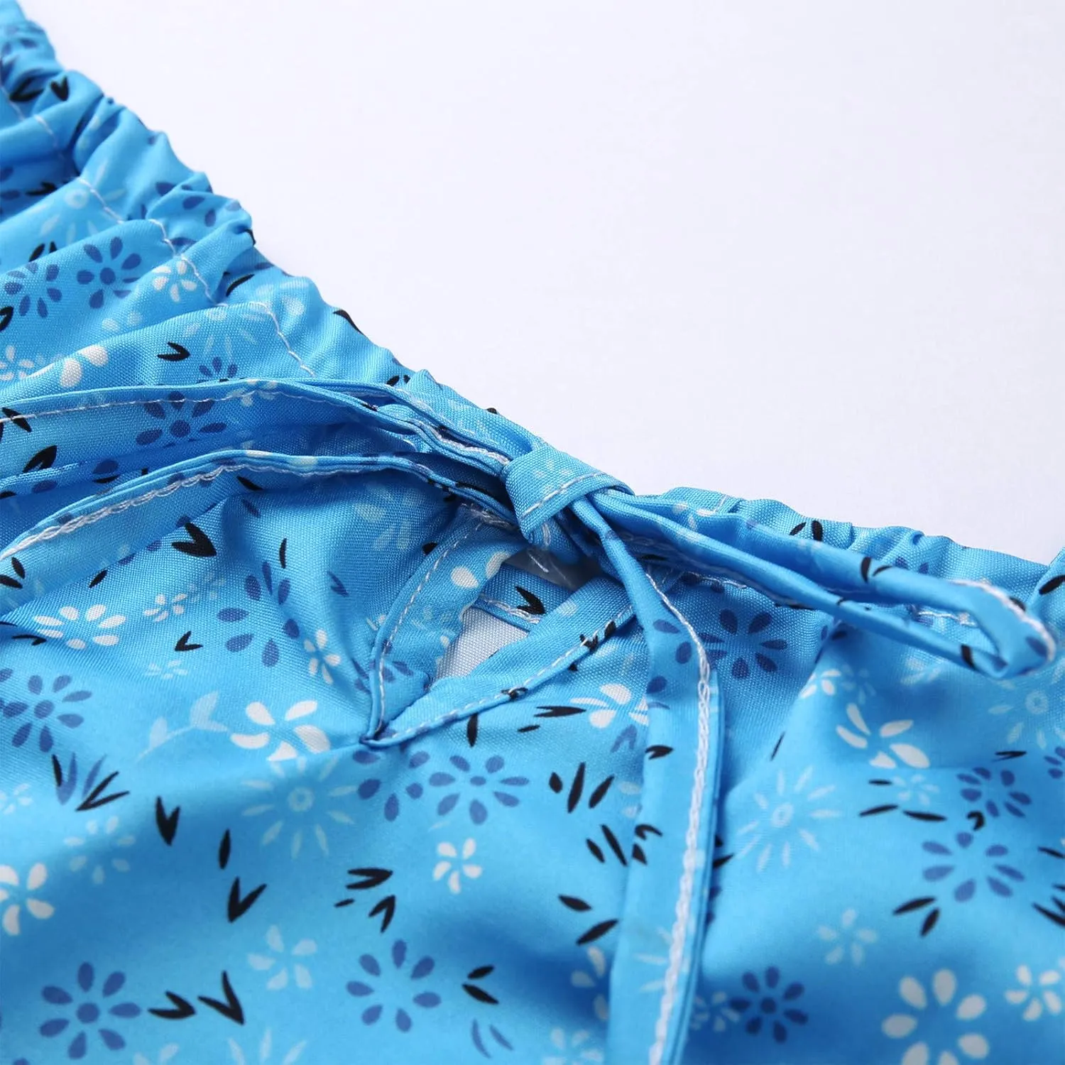 Womens Mini Floral Dresses Spaghetti Strap Bodycorn Ruffle Fashion Print Sundress 2024 Summer Lightweight Casual Dress