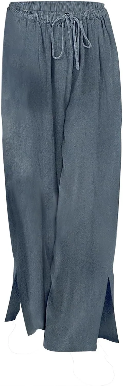 Womens Plaid Pants Casual Drawstring Pants Casua Lightweight Loose Trousers Linen Capris for Women Lightweight