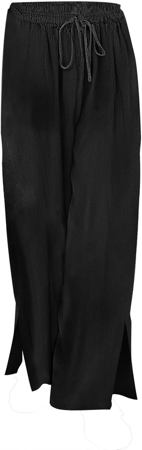 Womens Plaid Pants Casual Drawstring Pants Casua Lightweight Loose Trousers Linen Capris for Women Lightweight