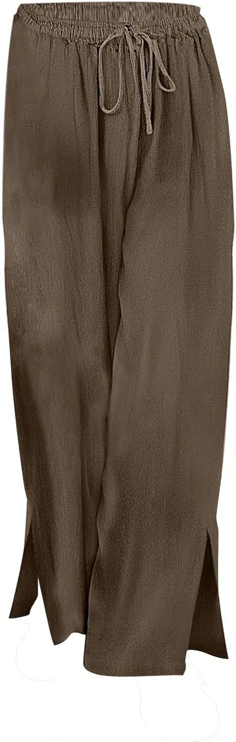 Womens Plaid Pants Casual Drawstring Pants Casua Lightweight Loose Trousers Linen Capris for Women Lightweight