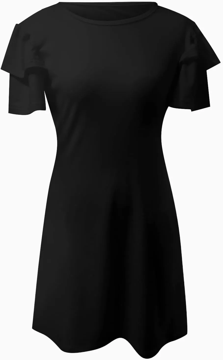 Womens Ruffle Sleeve Elegant Wedding Mini Dress High Waisted Slim Solid Sundress with Pocket 2024 Summer A-Line Beach Dresses