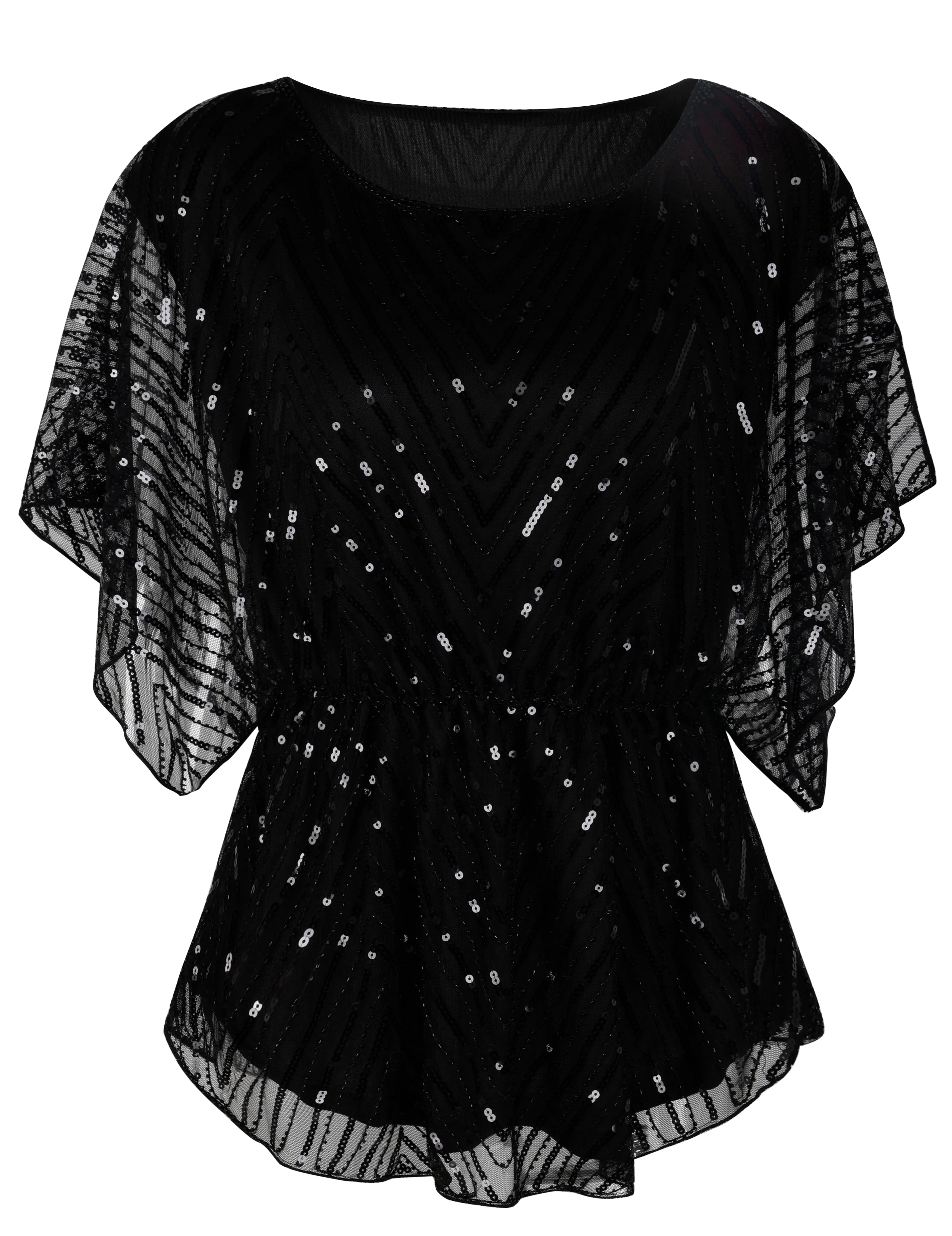 Women's Sequin Beaded Blouse Evening Dressy Tops