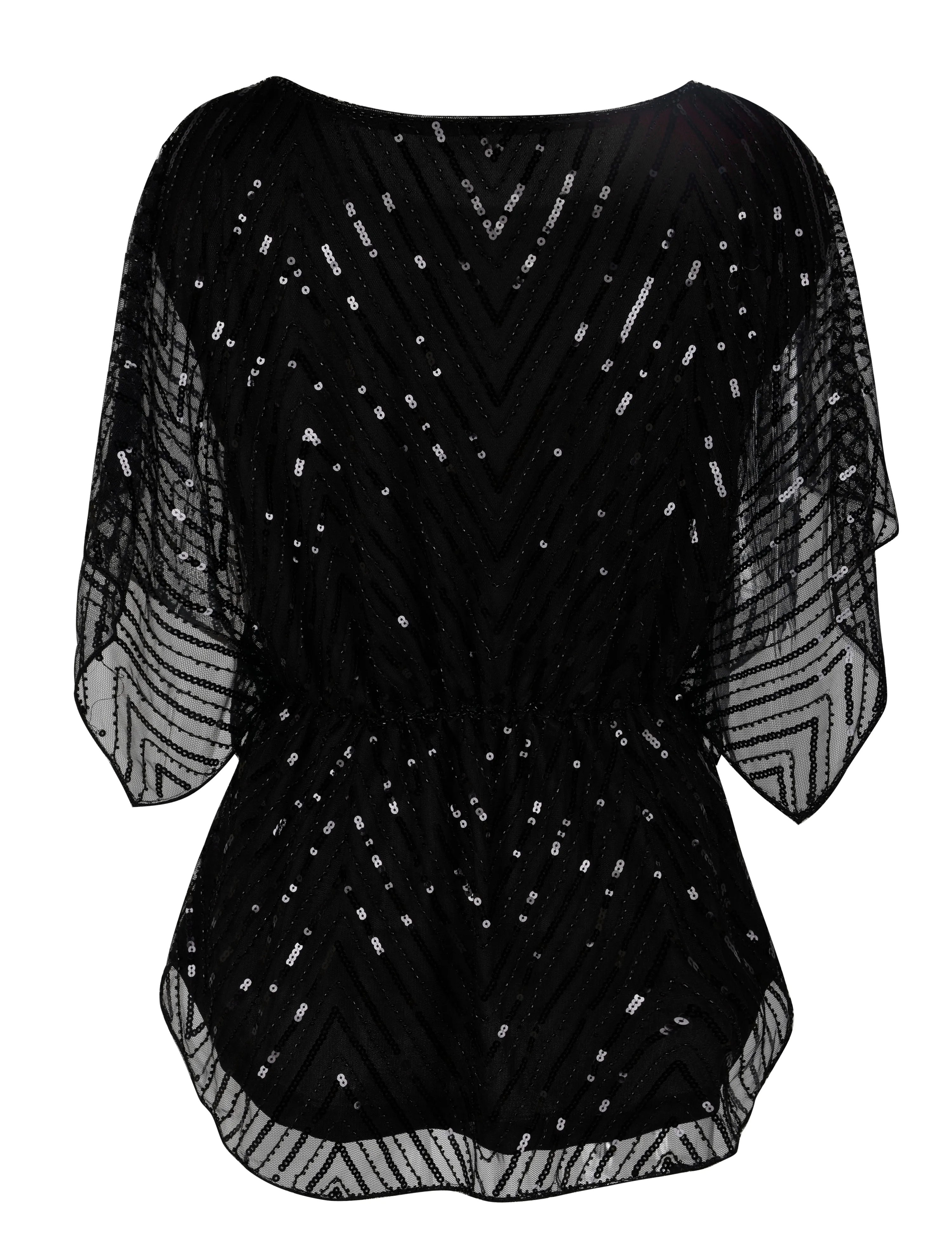 Women's Sequin Beaded Blouse Evening Dressy Tops